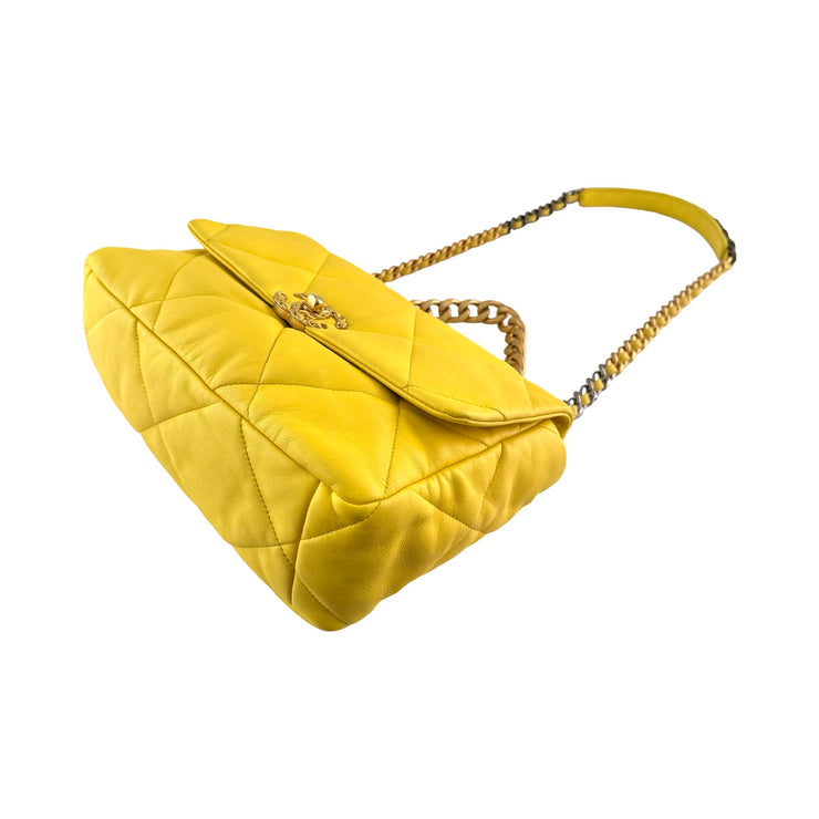 Chanel - CC Yellow Quilted 19 Large Flap Bag