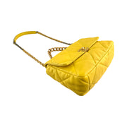 Chanel - CC Yellow Quilted 19 Large Flap Bag