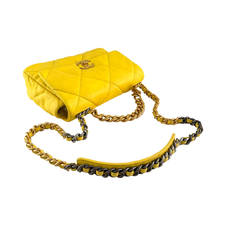 Chanel - CC Yellow Quilted 19 Large Flap Bag