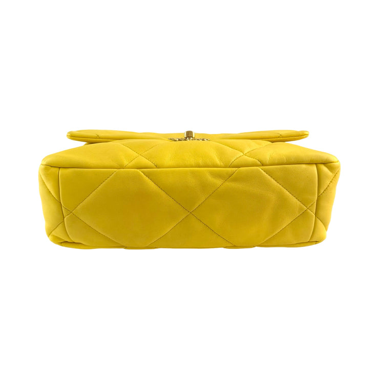 Chanel - CC Yellow Quilted 19 Large Flap Bag