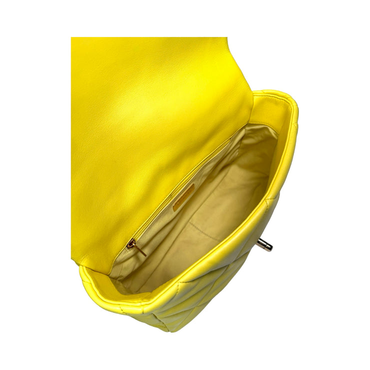 Chanel - CC Yellow Quilted 19 Large Flap Bag