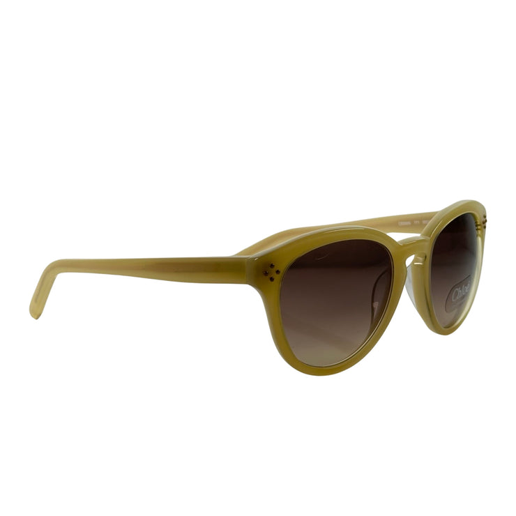 Chloe - Honey Round Sunglasses Grey Gradient Lens