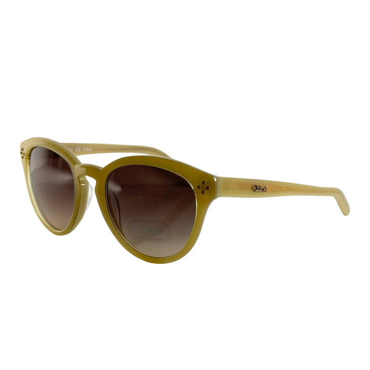 Chloe - Honey Round Sunglasses Grey Gradient Lens
