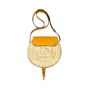 Chloe - Yellow Marcie Raffia Saddle Bag
