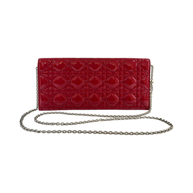 Christian Dior - Lady Dior Red Patent Leather Cannage Chain Pouch