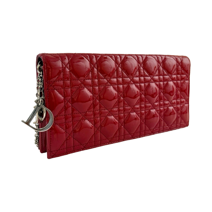 Christian Dior - Lady Dior Red Patent Leather Cannage Chain Pouch