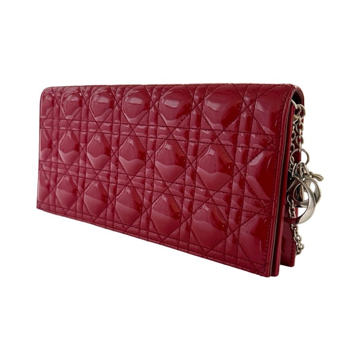 Christian Dior - Lady Dior Red Patent Leather Cannage Chain Pouch