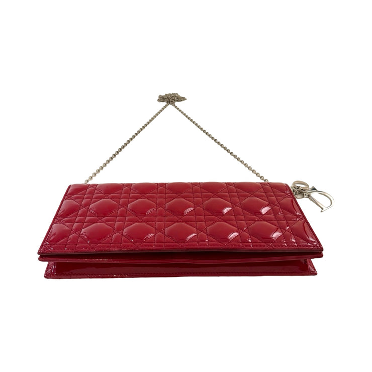 Christian Dior - Lady Dior Red Patent Leather Cannage Chain Pouch