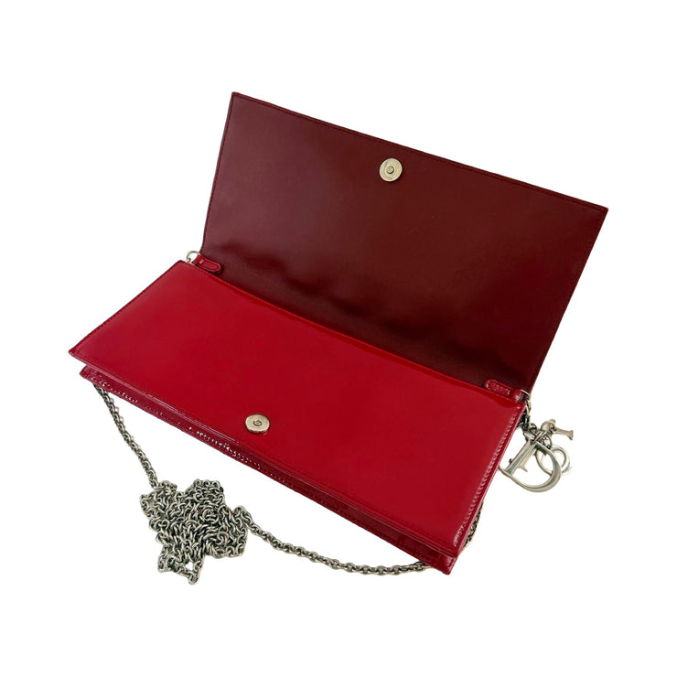 Christian Dior - Lady Dior Red Patent Leather Cannage Chain Pouch