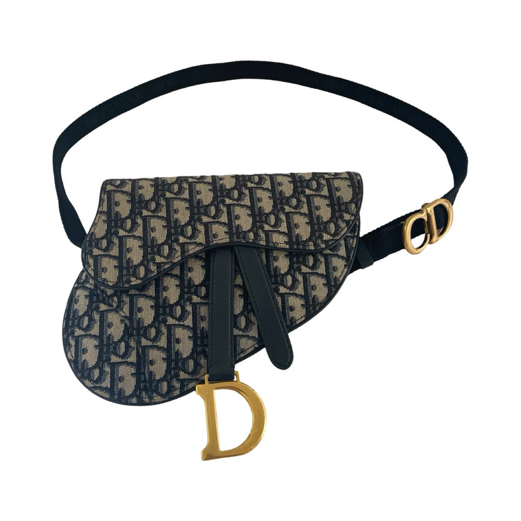 Christian Dior - Blue Oblique Jacquard Saddle Waist Pouch Belt Bag