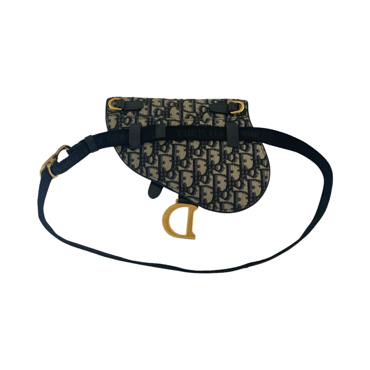 Christian Dior - Blue Oblique Jacquard Saddle Waist Pouch Belt Bag