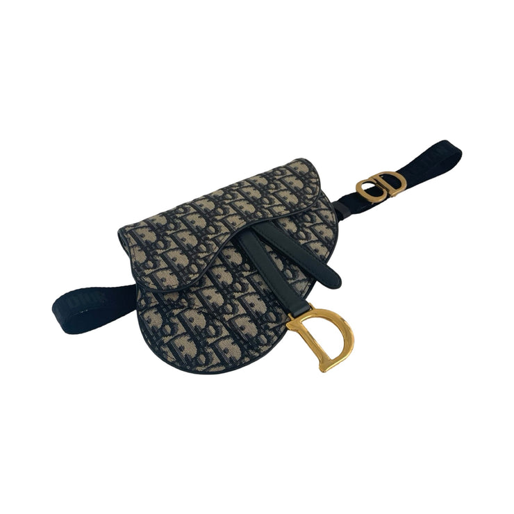 Christian Dior - Blue Oblique Jacquard Saddle Waist Pouch Belt Bag