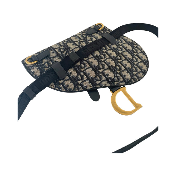 Christian Dior - Blue Oblique Jacquard Saddle Waist Pouch Belt Bag