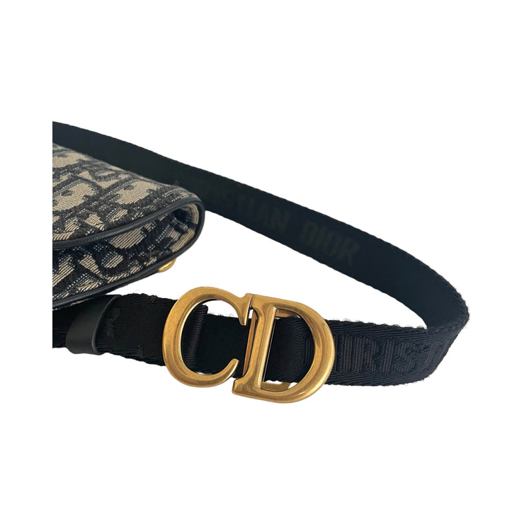 Christian Dior - Blue Oblique Jacquard Saddle Waist Pouch Belt Bag