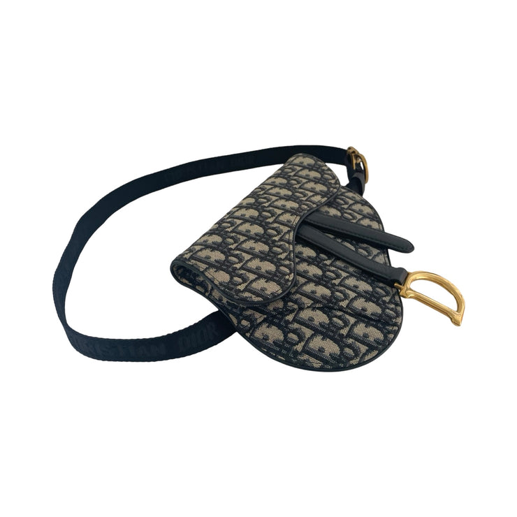Christian Dior - Blue Oblique Jacquard Saddle Waist Pouch Belt Bag