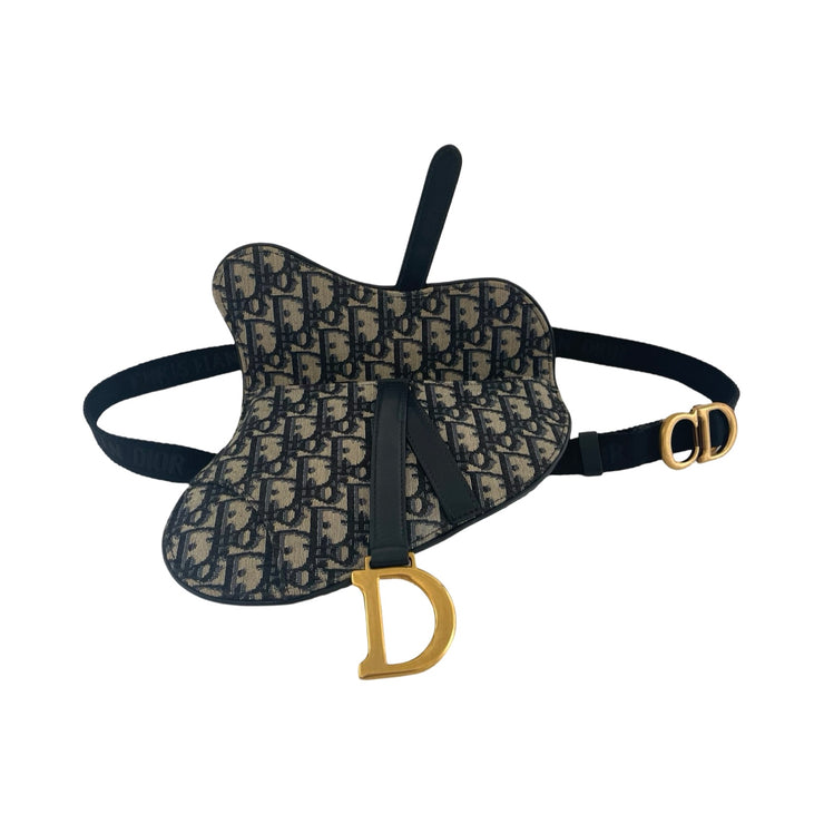 Christian Dior - Blue Oblique Jacquard Saddle Waist Pouch Belt Bag