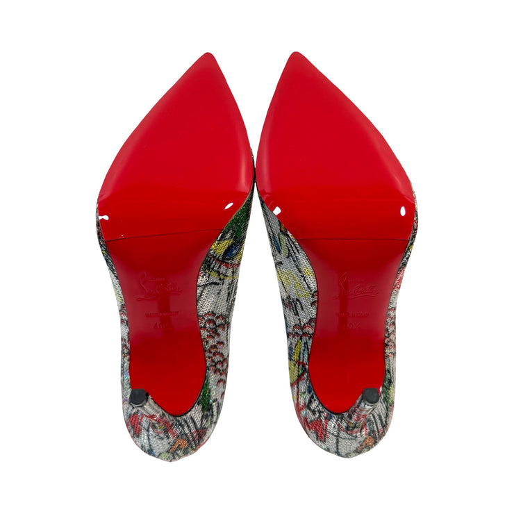 Christian Louboutin - Decollette 100 Pailllette Loubitag Silver Sequin Pumps