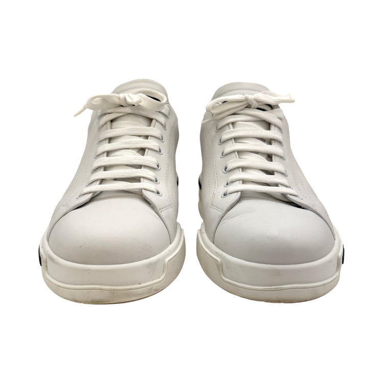 Dolce & Gabbana Men\'s White Pebbled Leather Lace U Dolce & Gabbana leather sneakers with logo - White  main image 3
