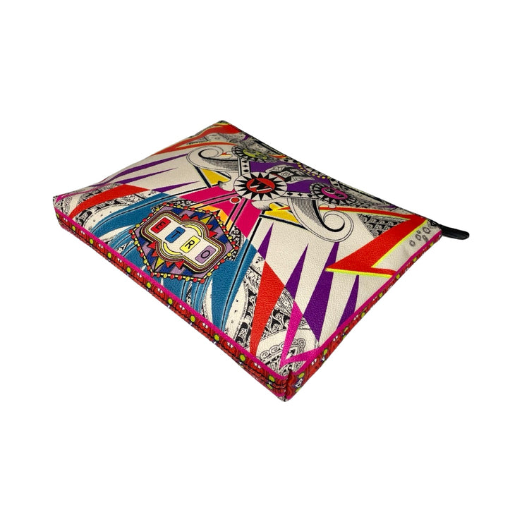 ETRO - Psychedelic Multicolor Coated Canvas Zip Clutch