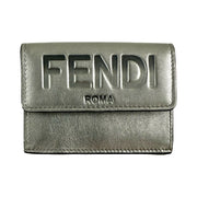 Fendi - Embossed Metallic Silver Trifold Wallet