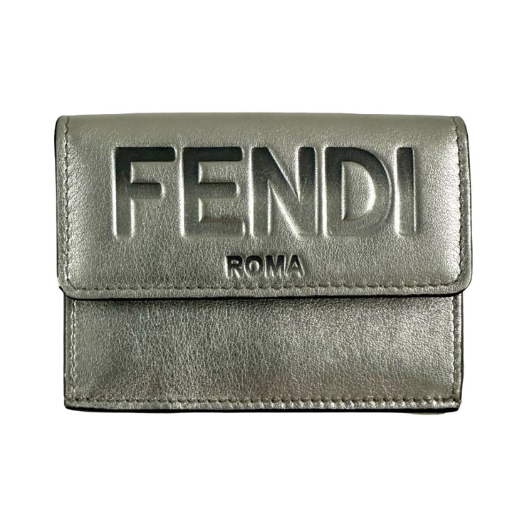 Fendi - Embossed Metallic Silver Trifold Wallet