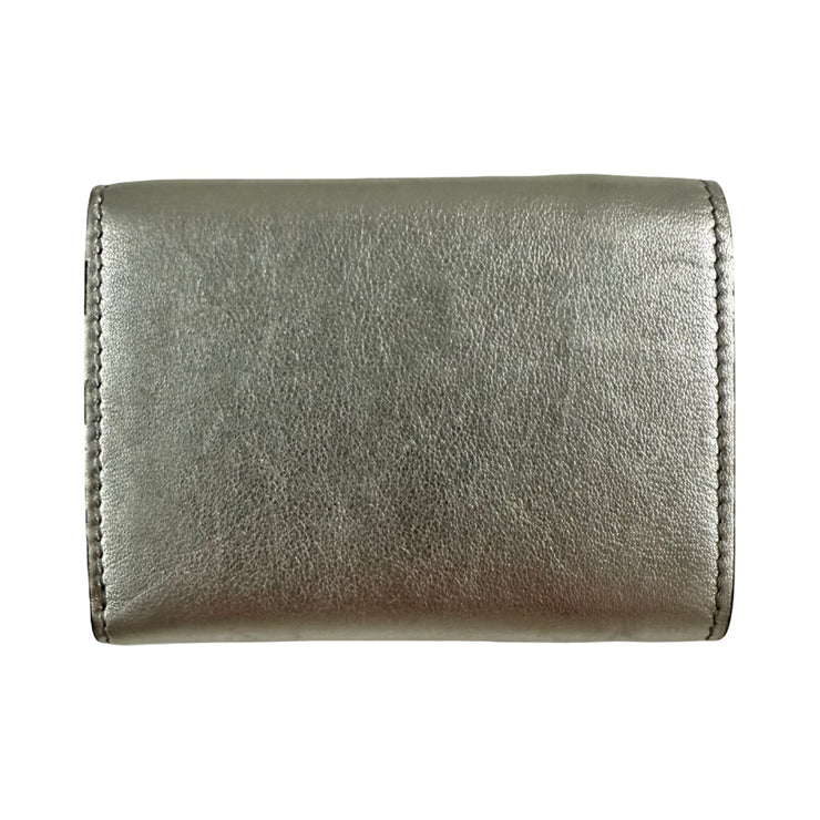 Fendi - Embossed Metallic Silver Trifold Wallet