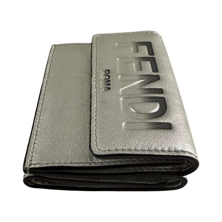 Fendi - Embossed Metallic Silver Trifold Wallet