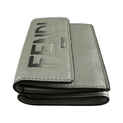 Fendi - Embossed Metallic Silver Trifold Wallet