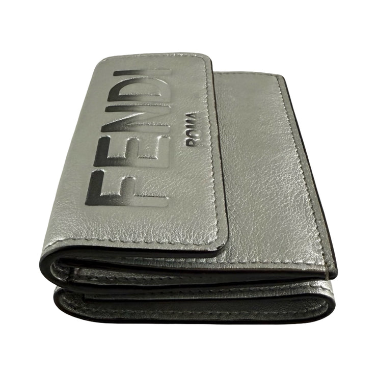 Fendi - Embossed Metallic Silver Trifold Wallet