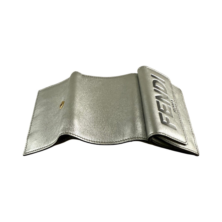 Fendi - Embossed Metallic Silver Trifold Wallet