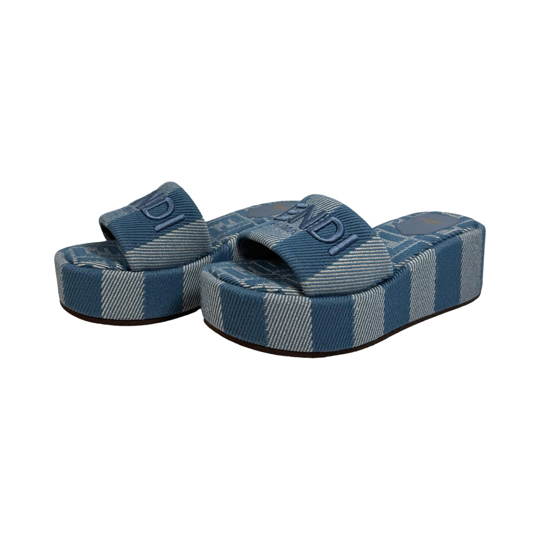 FENDI アンクルストラップ ポインテッドトゥ 36 Fendi Sunshine Denim-Effect Jacquard Platform Sandals 36.5 – FOMO