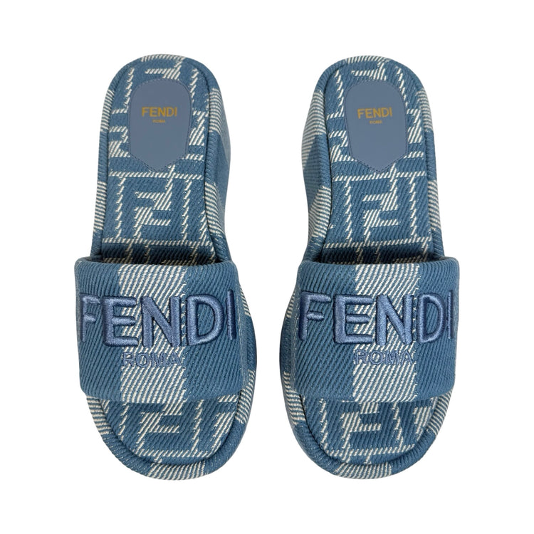 Fendi Sunshine Denim-Effect Jacquard Platform Sandals 36.5 – FOMO