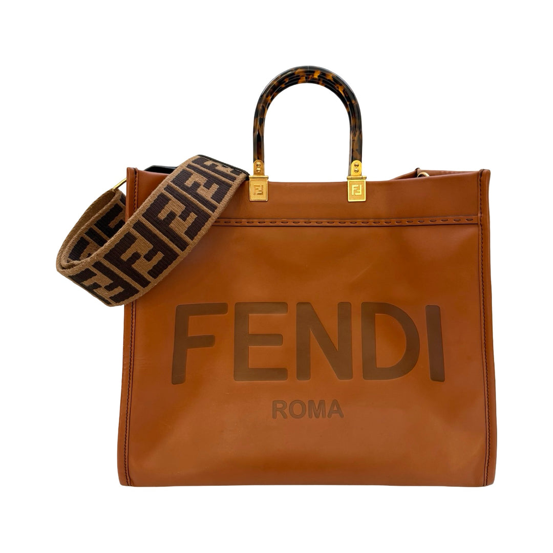 Fendi Sunshine Large Leather Shopper Tote w/ FF Zucca Strap – FOMO
