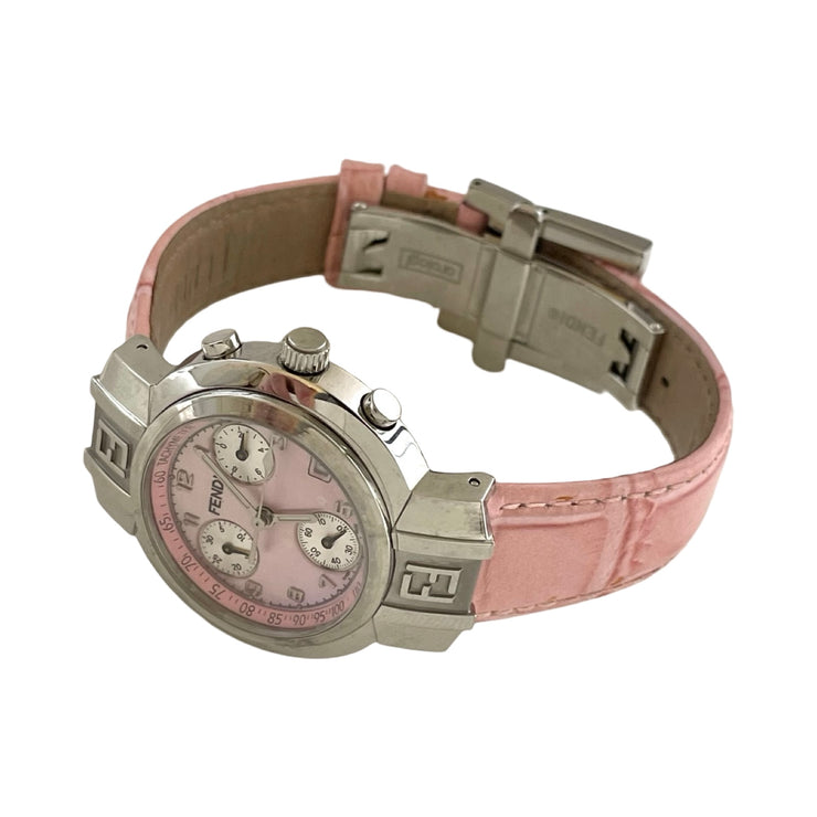 Fendi - Zucca Chronograph Mother of Pearl Pink Leather 4500L Watch