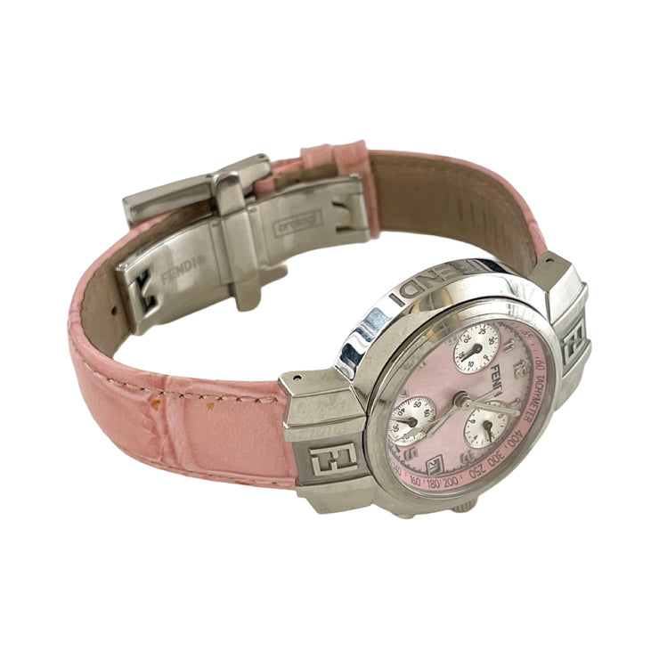 Fendi - Zucca Chronograph Mother of Pearl Pink Leather 4500L Watch