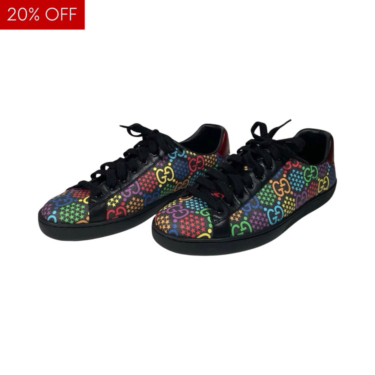 Gucci Ace Mens GG Supreme Psychedelic Sneakers Black Multi – FOMO