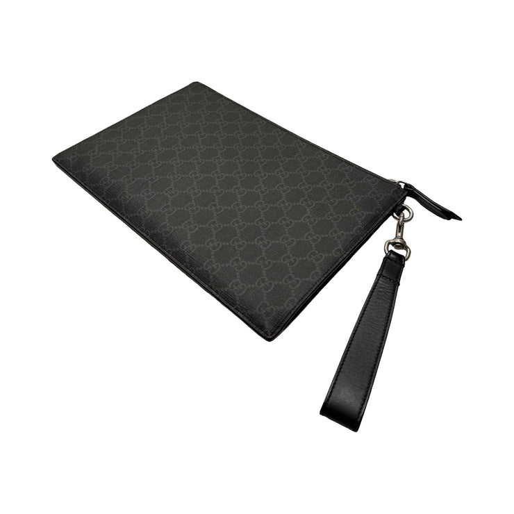 Gucci - Black GG Supreme King Snake Clutch Wristlet