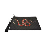 Gucci - Black GG Supreme King Snake Clutch Wristlet
