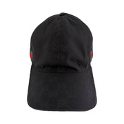 Gucci - Black GG Supreme Web Stripe Adjustable Baseball Hat XS