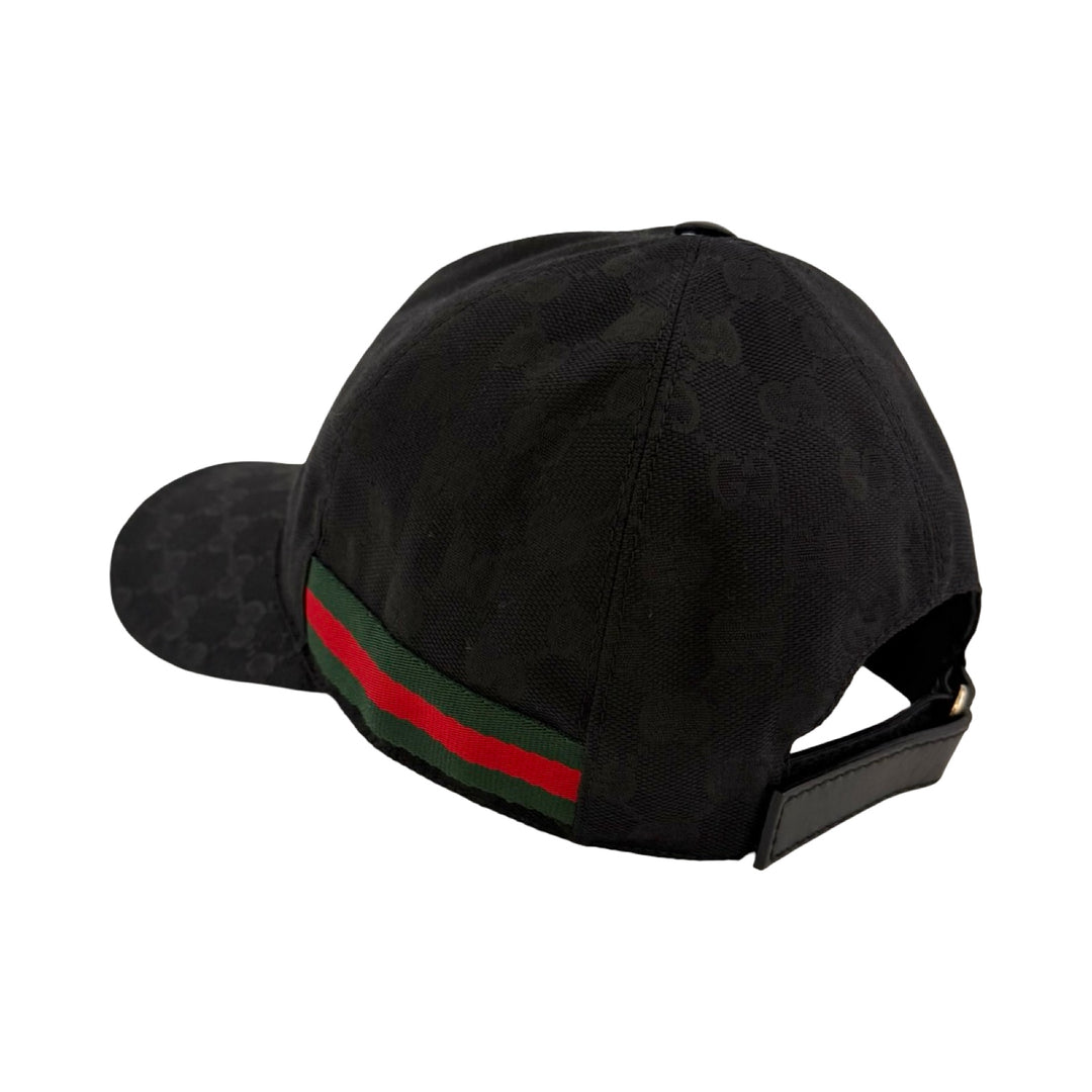 Gucci Black GG Supreme Web Stripe Adjustable Baseball Hat XS  display picture 3