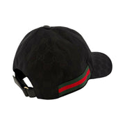 Gucci - Black GG Supreme Web Stripe Adjustable Baseball Hat XS