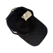 Gucci - Black GG Supreme Web Stripe Adjustable Baseball Hat XS