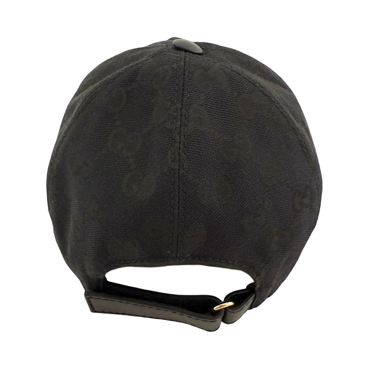 Gucci - Black GG Supreme Web Stripe Adjustable Baseball Hat XS