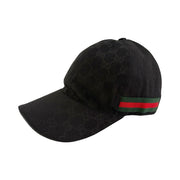 Gucci - Black GG Supreme Web Stripe Adjustable Baseball Hat XS