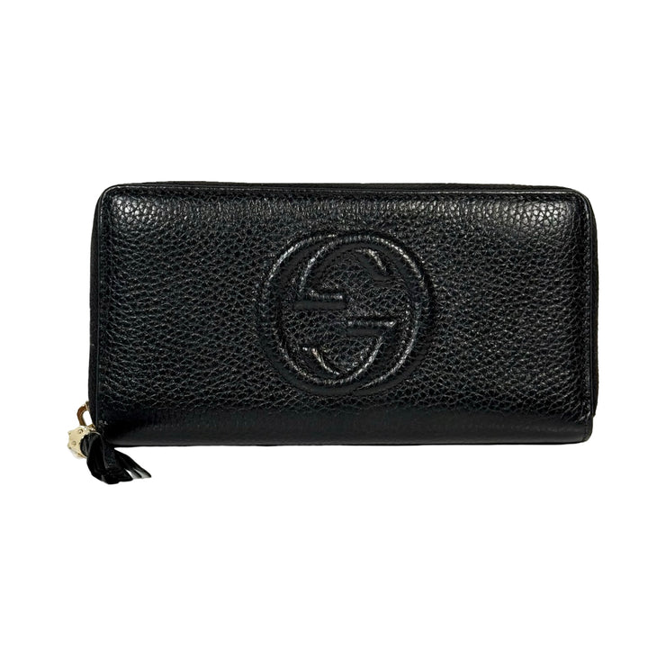 Gucci - Black Leather Soho Long Zip Wallet
