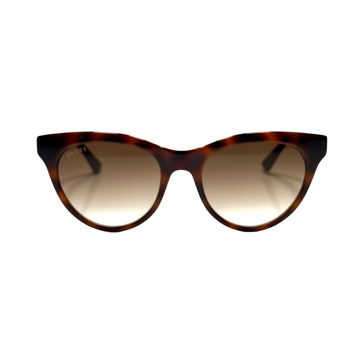 Gucci -  Brown Havana Round Cat-Eye Sunglasses