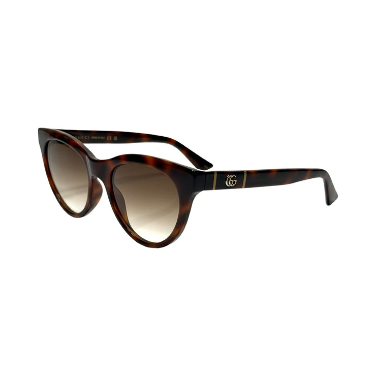 Gucci -  Brown Havana Round Cat-Eye Sunglasses