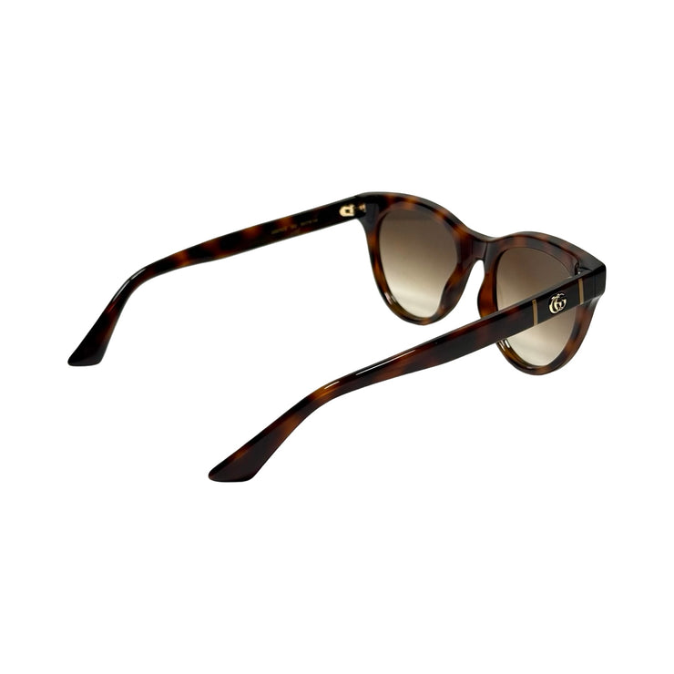 Gucci -  Brown Havana Round Cat-Eye Sunglasses