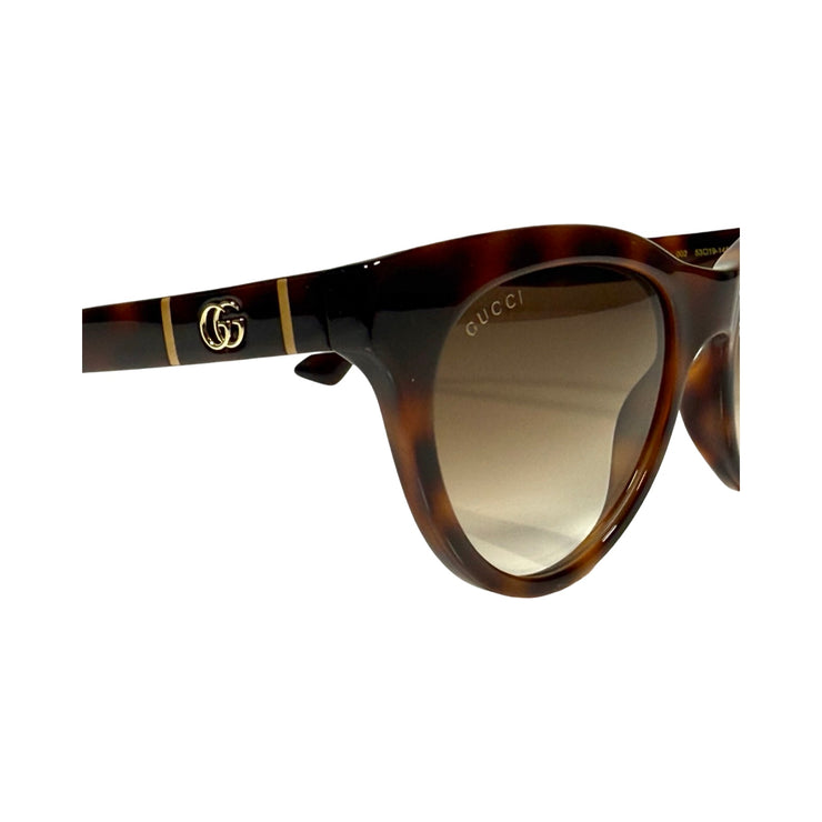 Gucci -  Brown Havana Round Cat-Eye Sunglasses