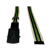 Gucci- Canvas Green Black Stripe Belt 85/34